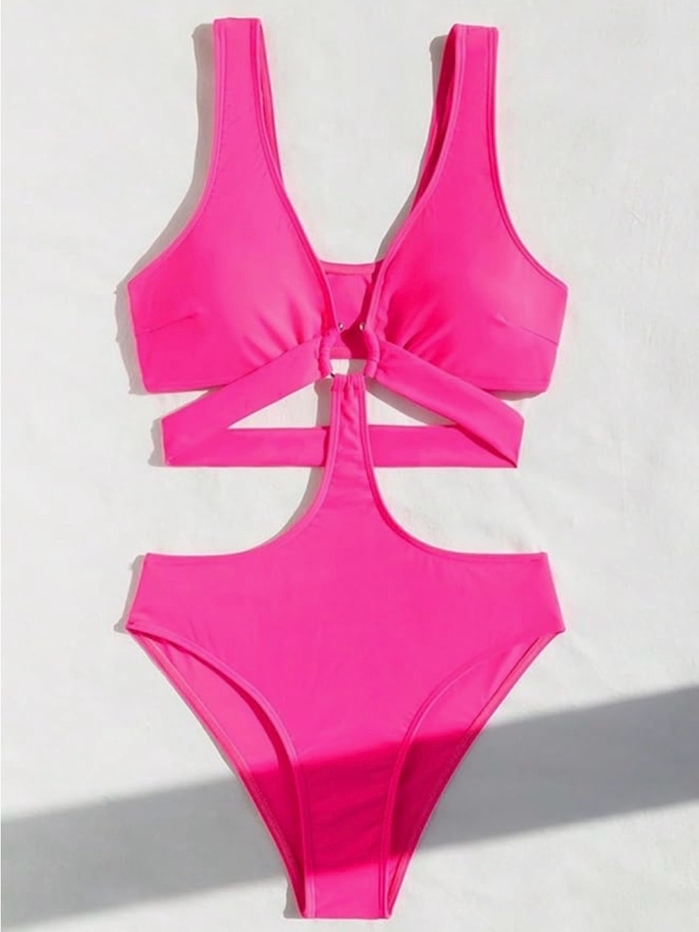 Hot Pink Cutout One-Piece Swimsuit